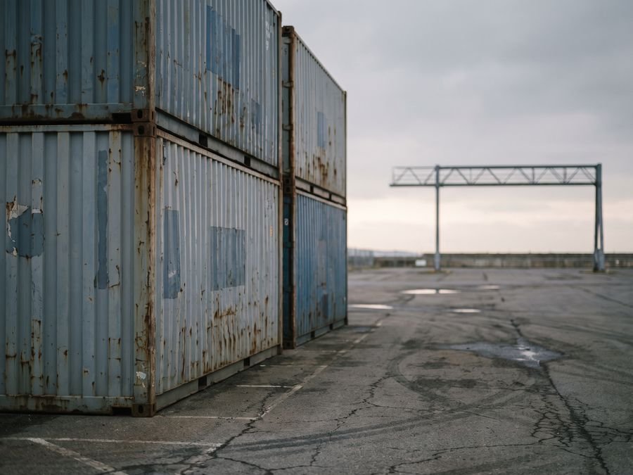Containers staged for an outbound shipment